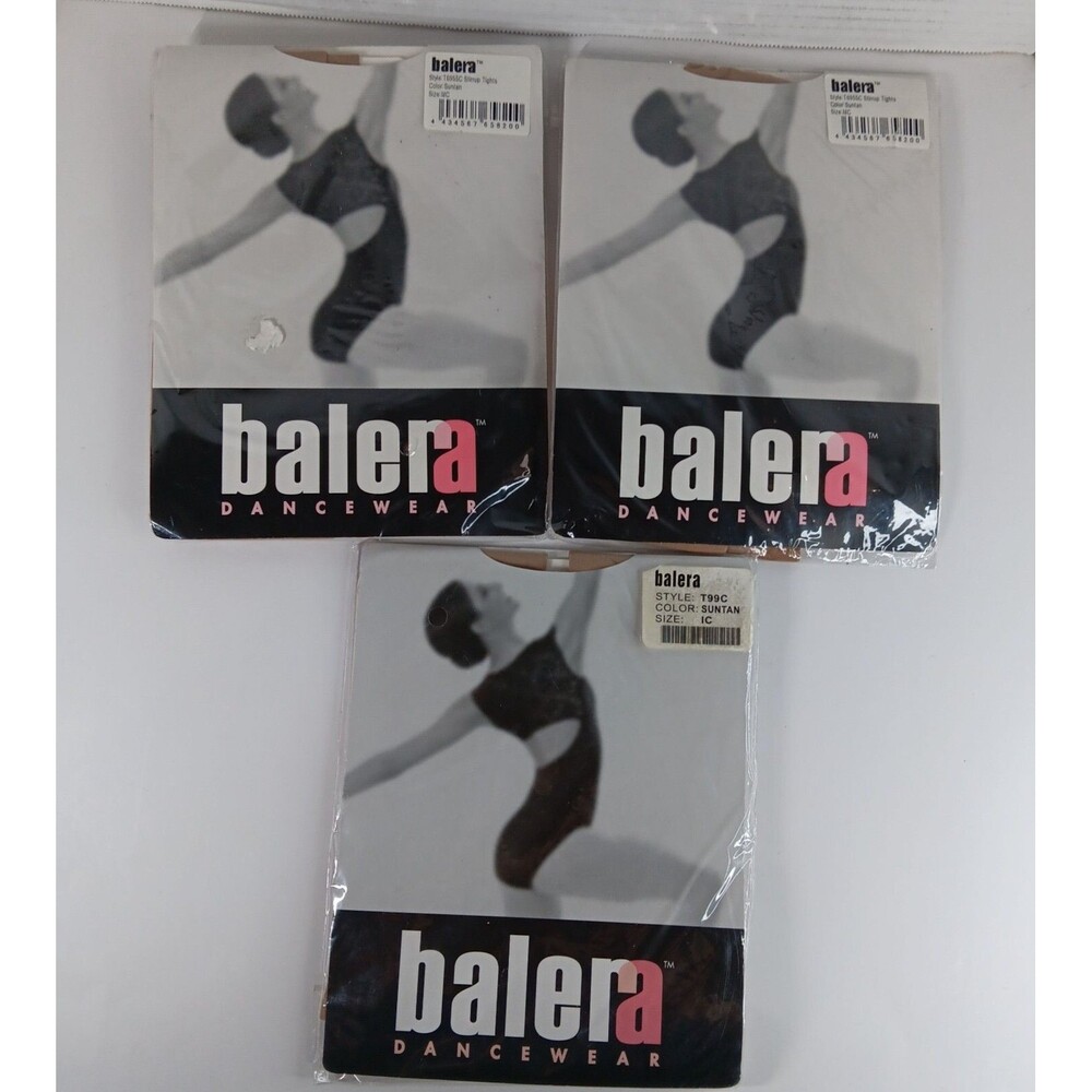 Balera Dancewear Tights Lot Suntan Stirrup Size IC MC Girls T99C T6955C Footed